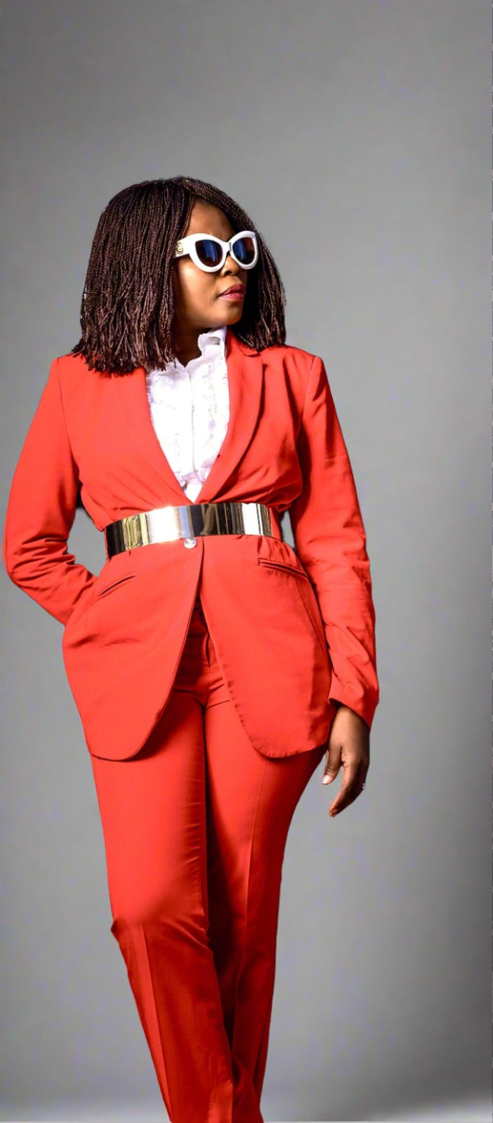 Red suit with gold metallic belt-TTOS Belts